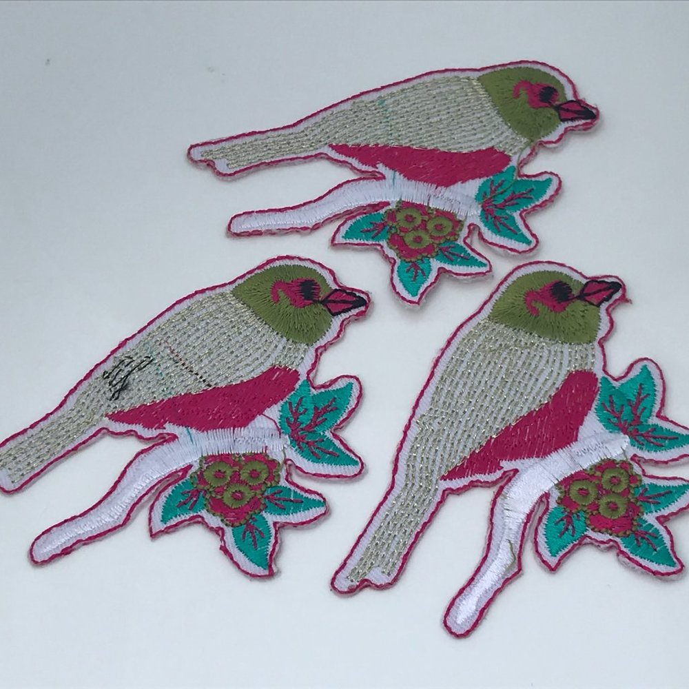 Lot of 3 Bird on Nest Iron On Patches Embroidery A - Picture 2 of 8